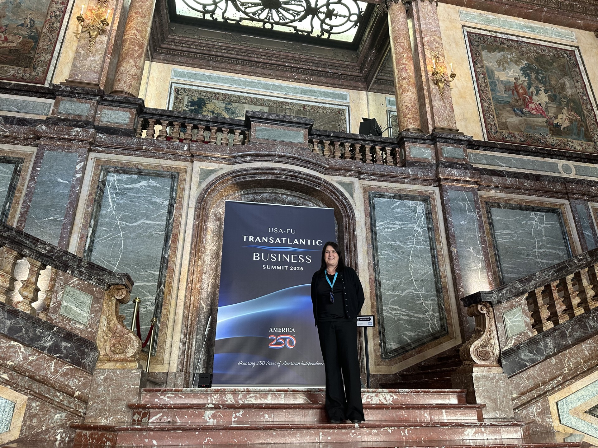 Anne Butterly speaking at the USA–EU Transatlantic Business Summit in Brussels