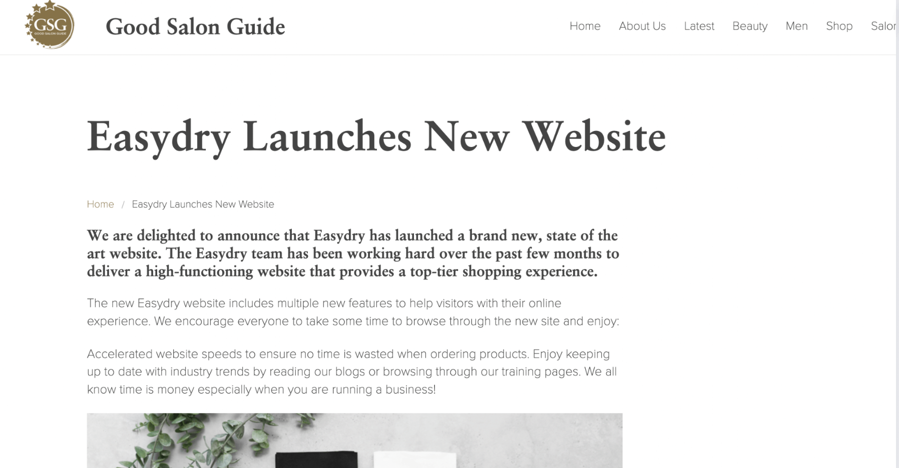The Good Salon Guide press coverage of the new Easydry website.