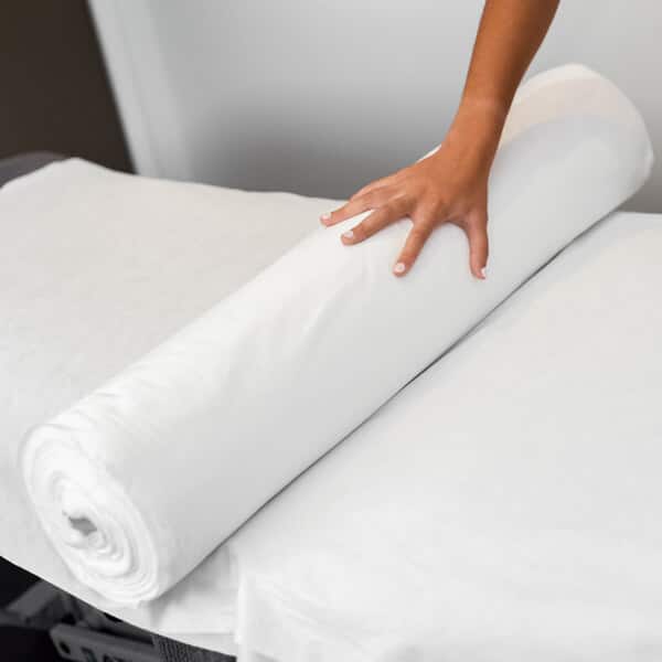 Easydry bed roll is available in white. Also known as couch roll. Luxurious, hygienic and incredibly effective.